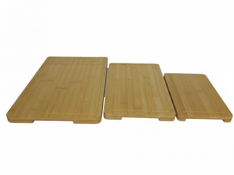 Superior Rectangular Bamboo Cutting Board Set with Juice Grooves - Eco-friendly 3-Piece Kitchenware